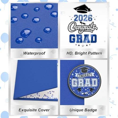 Image of Graduation Decorations 2026 Blue Silver Graduation Guest Book to Sign Class Of 2026 Signature Guestbook Alternative Party Gifts Keepsake Congrats Grad Invitations Memory Card Board College High School