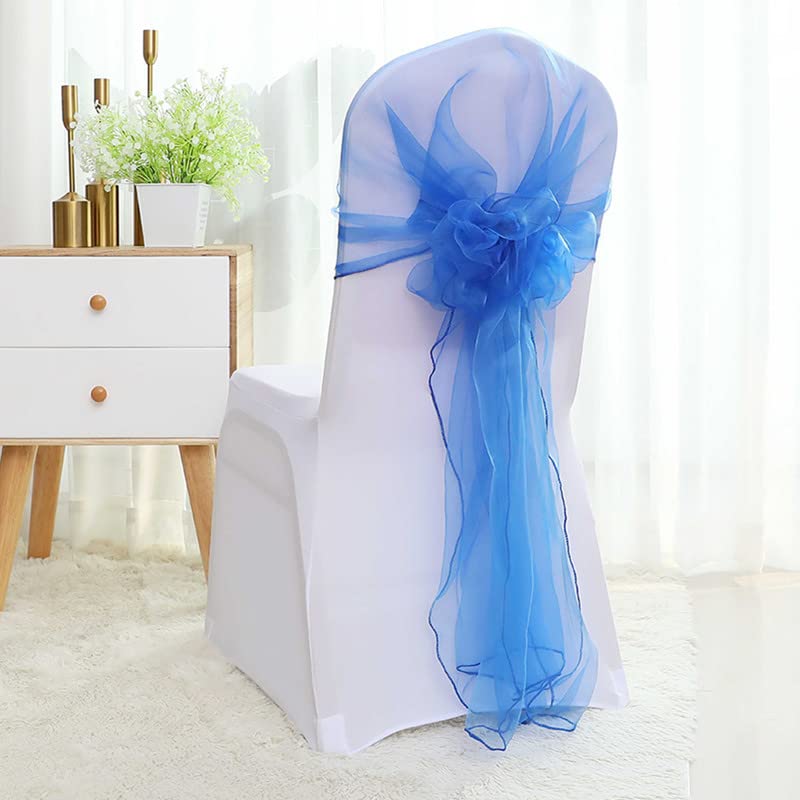 DOWNER Fiocchi per sedia, 25 pezzi, 65 x 275 cm, in organza trasparente, con fiocco, per hotel, feste, eventi, matrimoni, sedie, cappuccio, nodo, colore: rosso