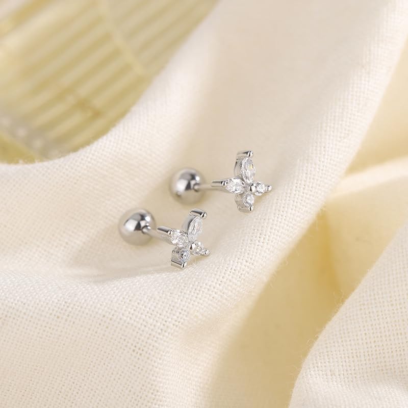 2 Pairs Tiny Crystal Butterfly Stud Earrings for Women Cubic Zirconia Cartilage Screw Back Earring Tragus Piercing Studs Jewelry Dainty Present - Image 5