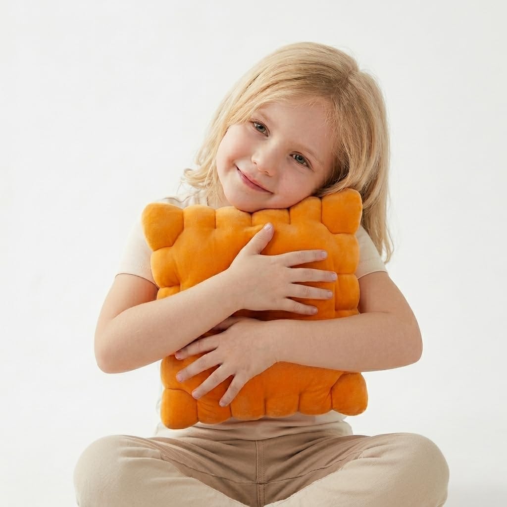 Cheese Cracker Plush Pillow – 10" Soft & Huggable Stuffed Food Plush Toy – Cute Snack-Inspired Cuddly Gift for Kids & Adults