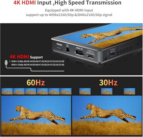 Image of FEELWORLD P6XL 6 Inch 1200nits Camera Field Monitor, Built in 3000mAh Battery with Touch 4K HDMI 3D LUT Waveform, Help Filmmakers Videographer Outdoor Accurate Focus and Expose