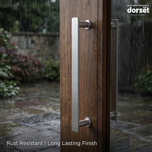 Image of Dorset SS Eden Pull Handle 8 Inch | SS 304 Stainless Steel Door Pull Handle Pair | Heavy Duty, Anti-Corrosion | for Main Door, Wooden & Glass Doors | Satin Silver | ED08PSS