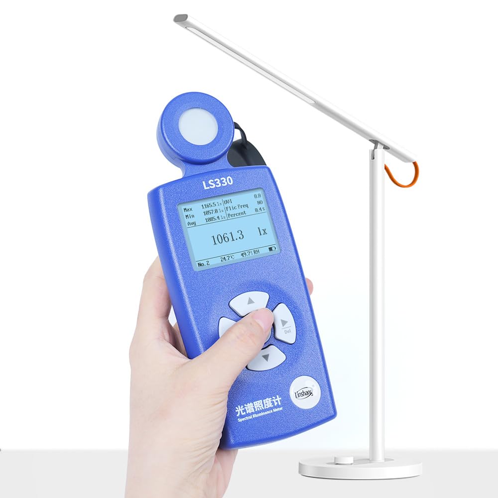 FHRKA LS330 Spectral Illuminance Meter Luxometer Light Meter Digital CCT UVI CRI Ra Lx FC Flicker Frequency
