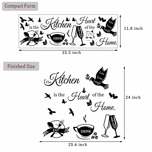 Black Kitchen Wall Decals Wall Art Sticker Word Saying Lettering The Kitchen Is The Heart Of Home Wall Decor Stickers For Kitchen Room Dining Room Living Room Office School Coffee Shop Restaurant Home Decor. #TOP6