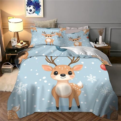 Housse de couette 200x200 Noël microfibre drap de lit imprimé cerf - 6