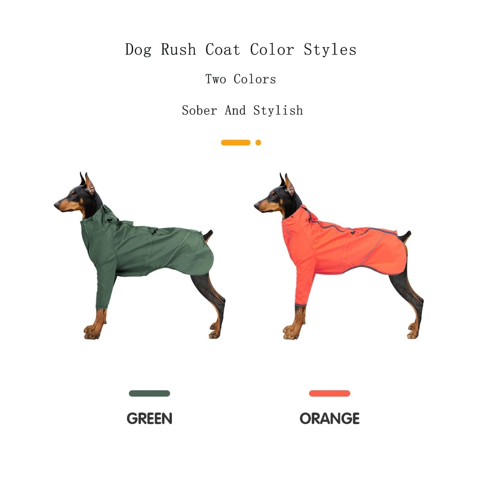 Manteau de pluie d'extérieur pour chien avec bandes réfléchissantes – Veste imperméable et coupe-vent pour toutes les conditions météorologiques, coupe réglable, orange, taille S