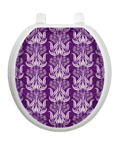 Toilet Tattoos Bell Flowers in Plums Toilet Seat Decal, Round / Standard
