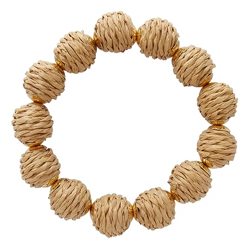 Coiris Rattan Ball Bracelet Adjustable Handmade Raffia Bracelets Woven Stretch Bracelet for Women