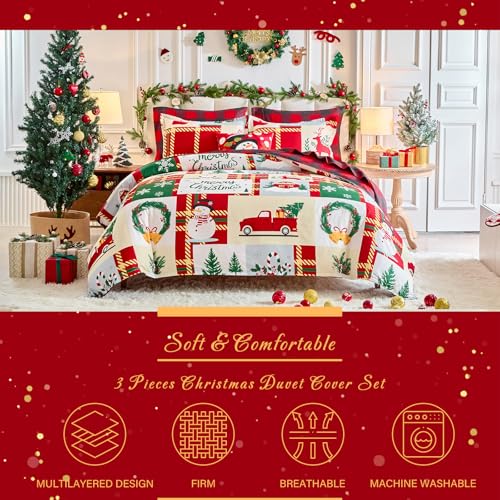 Tititada-Christmas-Patchwork-Plaid-Duvet-Cover-Set-Queen-Soft-Microfiber-Colorful-Xmas-Holiday-Decor-Bedding-Set-for-All-Season-1-Duvet-Cover-and-2-Shams Tititada Christmas Patchwork Plaid Duvet Cover Set Queen Soft Microfiber Colorful Xmas Holiday Decor Bedding Set for All Season 1 Duvet Cover and 2 Shams