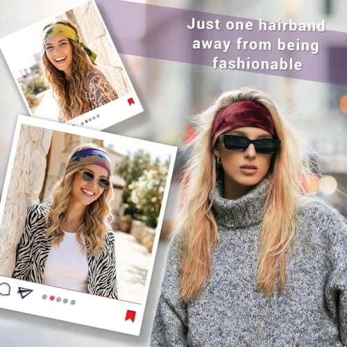 Image of DRESHOW 6 PCS Adjustable Headbands for Women Knotted Headbands Elastic Non-Slip Fashion Hair Bands for Workout Sports Running Yoga