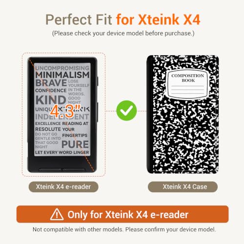 Image of CoBak Magnetic Case for XTEINK X4, Ultra-Lightweight Protective Cover for Xteink X4 E-Reader, Secure Magnetic Attachment(Notekbook Pattern)