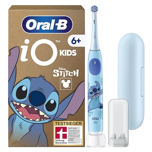 Oral-B iO Kids 6 Plus Disney Stitch Elektrische Zahnbürste für Kinder mit 1 Aufsteckbürste Blau - Kinderzahnbürste Elektrisch ab 6 Jahren Inkl. Reise-Etui TESTSIEGER (2 0) bei STIFTUNG WARENTEST