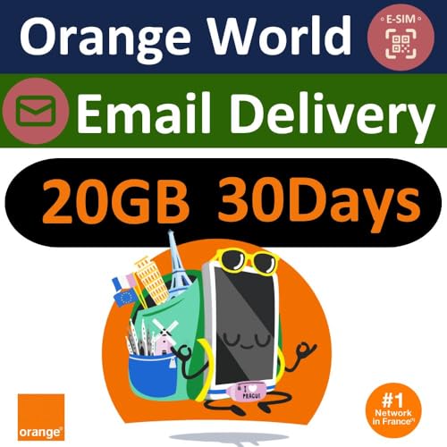 Image of eSIM Orange Holiday World | Fast E-Mail delivery | Up to 20GB Internet Data for 30 Days in 4G /LTE (Data tethering Allowed) + International SMS & Calls (International sim, Asia America Europe)