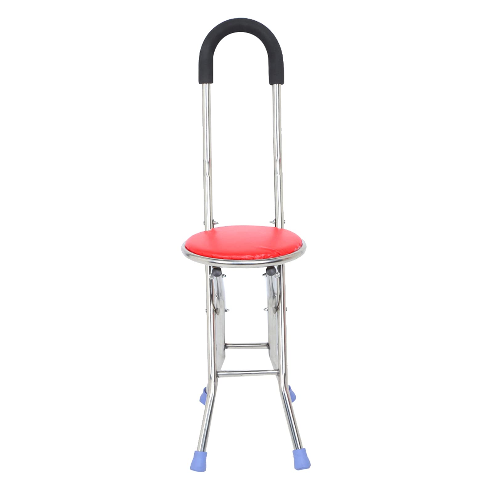 Bastón con Asiento, Caín De Acero Inoxidable para Caminar, Silla Bastón Plegable, Silla De Bastón Compatible con Regalo para Padres Mayores