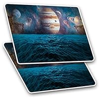 2 x 7.5cm Rectangle Vinyl Stickers - Jupiter Planet Solar System Saturn Moon 16784