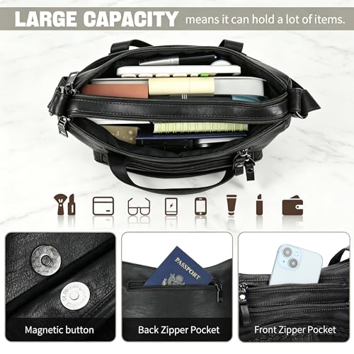 Image of ELDA Purses for Women Pocketbooks Soft PU Leather Ladies Crossbody Purse Multi Pocket Shoulder Bag