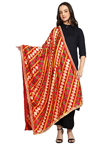 Weavers Villa Womens Indian Handicraft Ethnic Dupatta Heavy Phulkari Embroidery Dupatta Chunni / Stole / Scarf (Multi-5 2.25 Meters)
