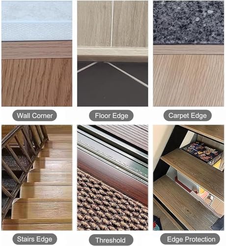 Tira de transición de piso con protector de borde de escalón y veta de madera resistente 5