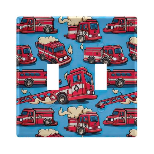 UMIRIKO Cartoon Fire Truck Light Switch Cover Plate Covers Decorative Double Toggle Home Decor 202b5797
