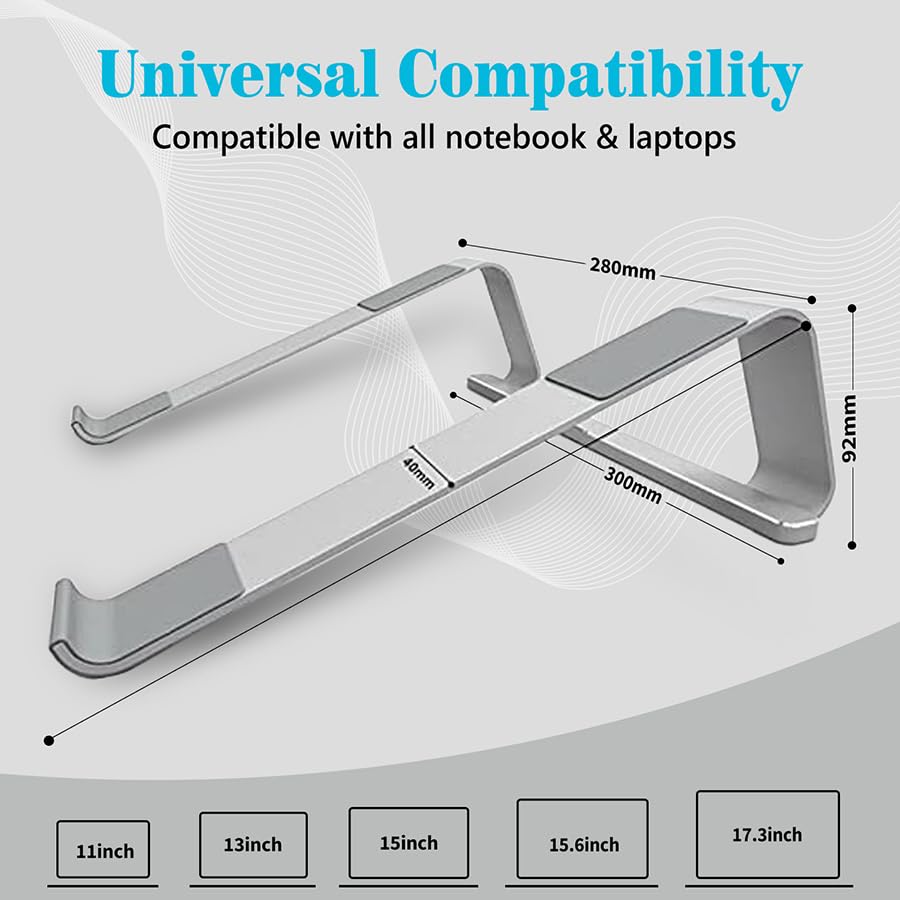 Image of URBAN KINGS Laptop Stand for Desk,Aluminium Adjustable Laptop Riser for Laptops MacBook Pro and Air 13 inch 14 inch 15.6 inch 17 inch, Desktop Ergonomic Foldable Portable Air Vantilated Computer & Notebook Stand