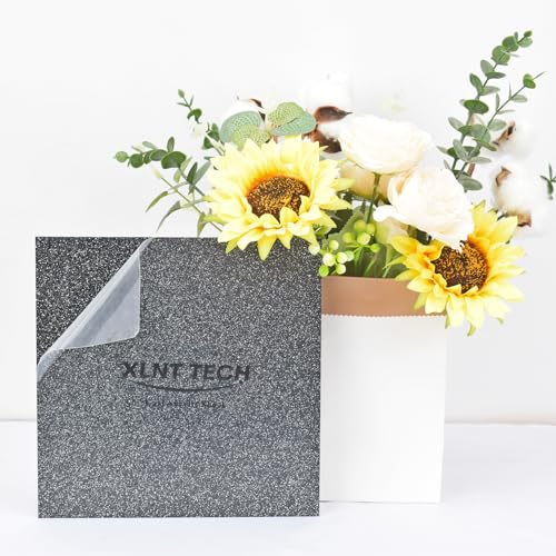 Image of Glitter Black Acrylic Sheets 6PCS 1 /8 inch Thick 8 x 8 Inch for Laser Cutting and Engraving Plastic Sheet Materials, Glitter Plexiglass Sheets for Crafts and DIY Project.