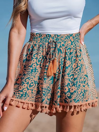 CUPSHE Women Smocked Wasit Swimsuit Cover Up Shorts Wide Leg Beach Shorts for Swimwear4