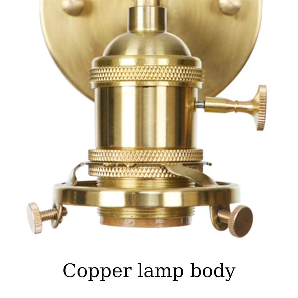 Applique da Parete Vintage con Interruttore, Lampada da Parete in Vetro, Luce da toeletta, Applique in Ottone Regolabili a 180 Gradi, apparecchio di Illuminazione da Parete Moderno cablato per co
