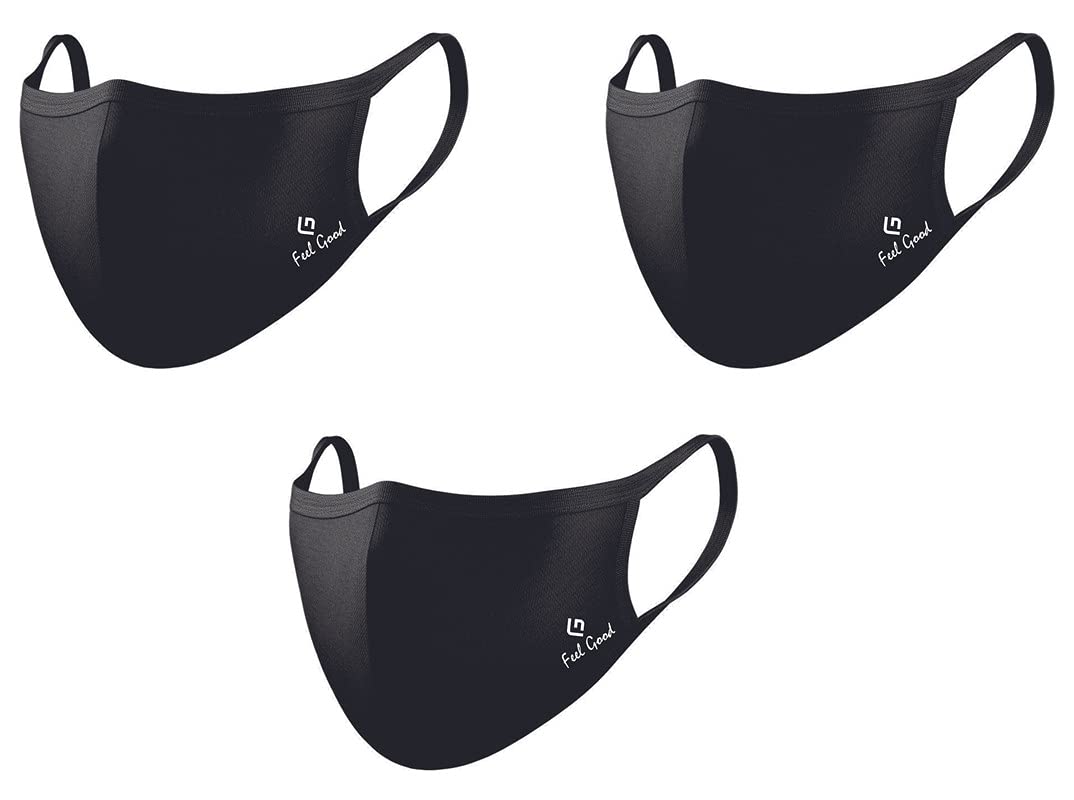 Feel Good Washable Reusable Cotton Cloth Mask Black Color-image-43
