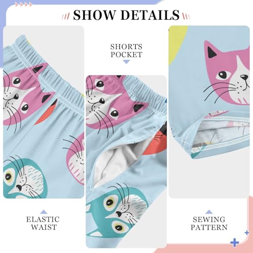 Funny Cartoon Colorful Cats Boys Pants for Kids Jogger Pants with Pockets S-XL4