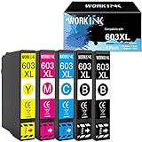 WorkInk 603XL Druckerpatronen Kompatibel für Epson 603 603 XL für Expression Home XP-3100 XP-3105 XP-4100 XP-2100 XP-2105 XP-4155 Workforce WF-2830 WF-2810 WF-2835 WF-2850 ( 5er-Pack )