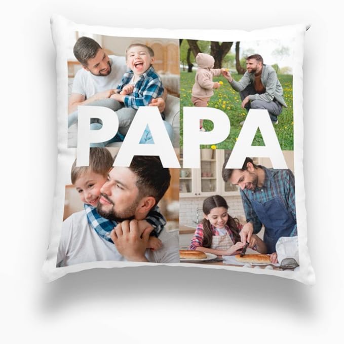 Cojín Personalizado Papá con Fotos con Las Fotos Que Quieras | Día del Padre (50 x 50 cm)