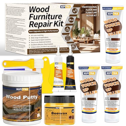 Grande Capacité Kit Réparation Parquet, Kit Reparation Bois, Mastic à Bois et Cire D'abeille Réparer Rayures, Fissures, Trous, Décoloration pour Portes Bois, Parquet, Armoires, Planchers Bois Dur