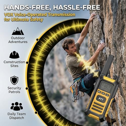 BF-OG300 FRS Walkie Talkies Long Range Rechargeable, IP67 Waterproof Two Way Radio with USB-C Charging, 1500mAh Battery, VOX, Emergency Alarm for Adults Hiking Camping (2 Pack) - Image 3