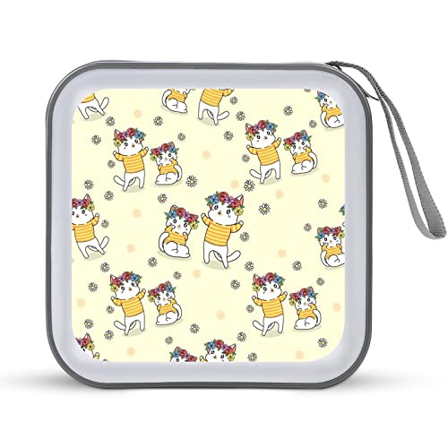 CDケース 萌え 猫 アニマル柄 DVDケース CD/DVD収納バッグ ディスクケース CD収納ボックス 40枚収納 Blu-rayケース メディアケース 両面収納 おしゃれ 防水 大容量 小型 持ち運び便利 薄型 ファスナー付 旅行 自宅