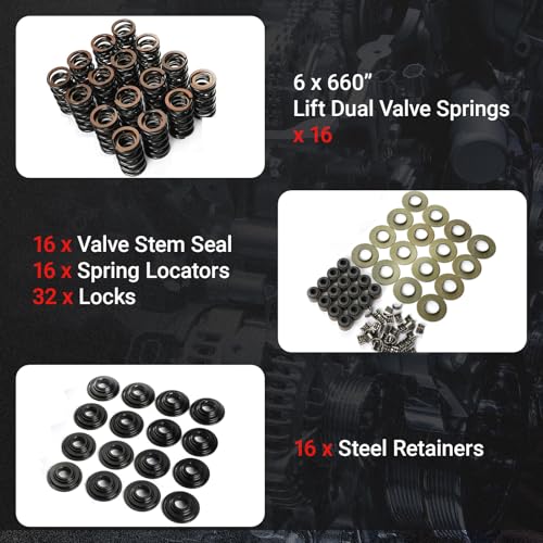 Image of SK001S 660 inch Dual Valve Spring Platinum Kit with Retainers Fit For LS LS1 LS2 LS3 LS4 LS6 L76 L92 L99 LQ4 LQ9 L33 LSA 5.3L 6.0L 6.2L SK001