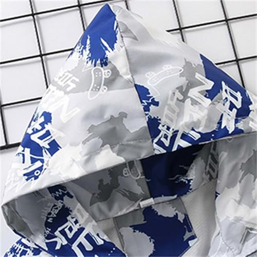 Kids Girls Lightweight Hooded Jacket Waterproof Windbreaker Zipper Outerwear Casual Fall Cute Print Jackets Coats4