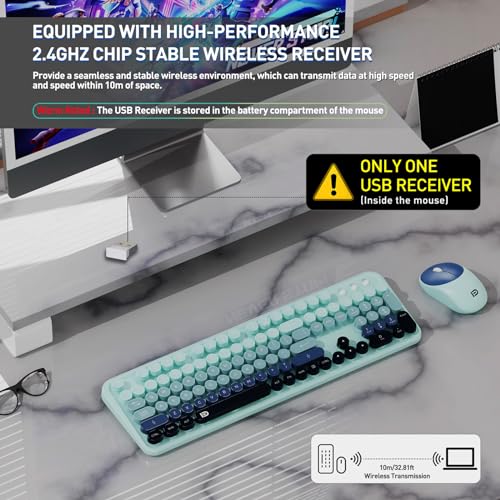 Image of FD 2.4GHz Wireless Keyboard and Mouse Set with Switch Button - Full-Size Keyboard - Compatible for Windows /Laptop /PC /Notebook /Smart TV and More - Indigo Blue Colorful