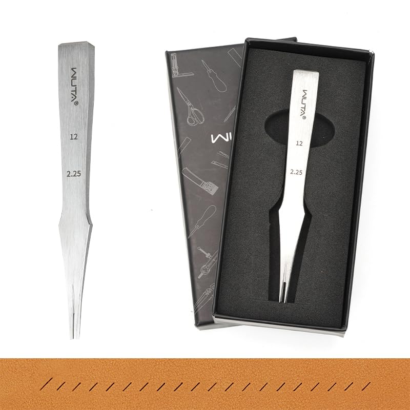 WUTA Leather Chisel All-Polished Die-Steel Puncher French Style Pricking Iron Sharp Leather Punching (Obverse, 2.25 mm 2Teeth)