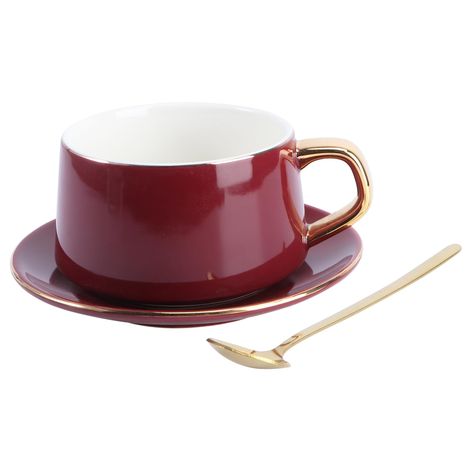Europejski zestaw filiżanek do kawy, filiżanka i spodek z cienkiej porcelany, zestaw 2 filiżanek do herbaty, tacy, kubek na mleko, porcelanowe filiżanki do kawy, duży kubek do kawy (zielony)