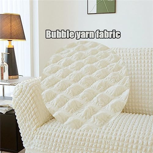 Housse de canapé extensible beige 1 place pour rénover un fauteuil usé facilement - 6