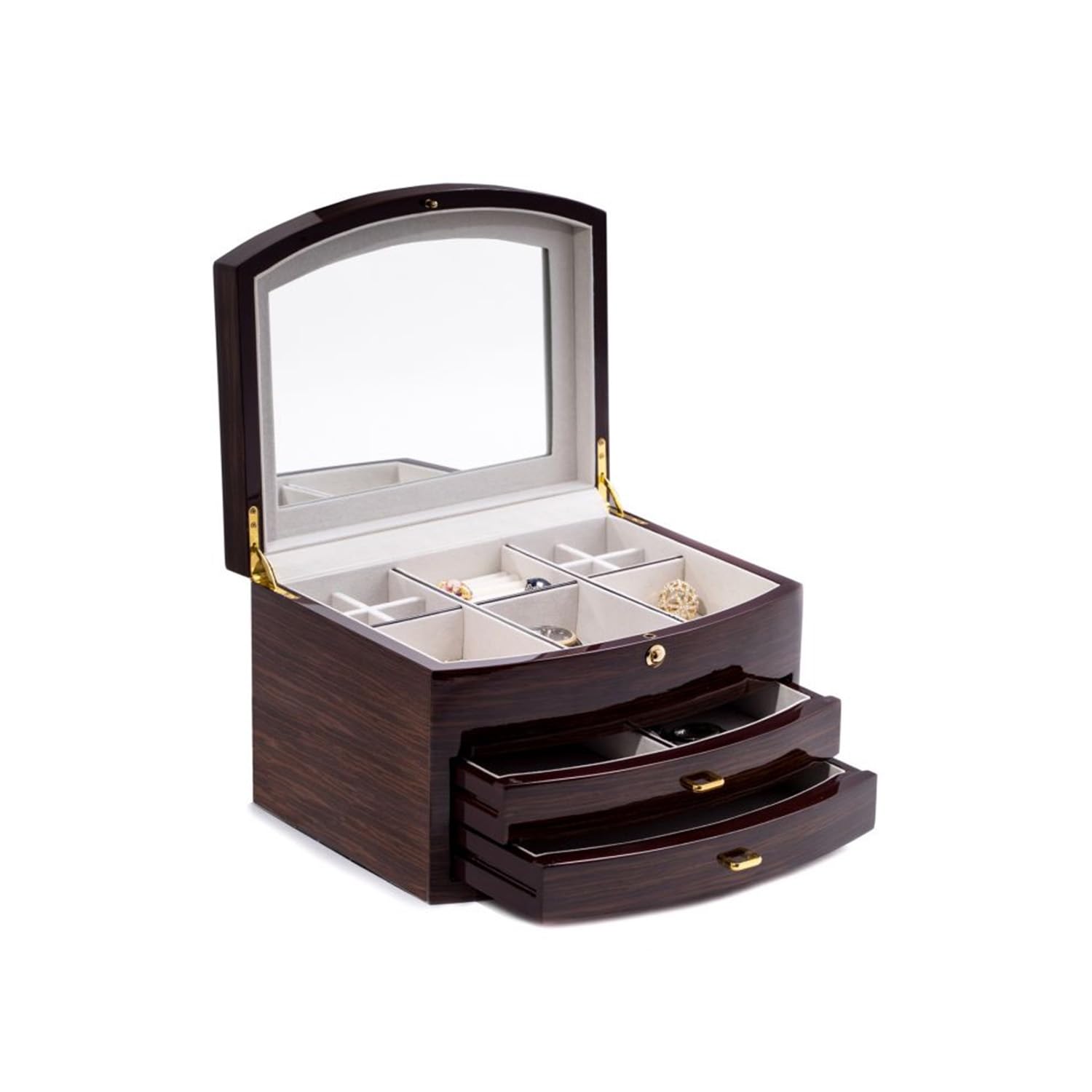 Amazon.com: Bey-Berk Lacquered Ebony Zebra Wood Jewelry Box, Brown