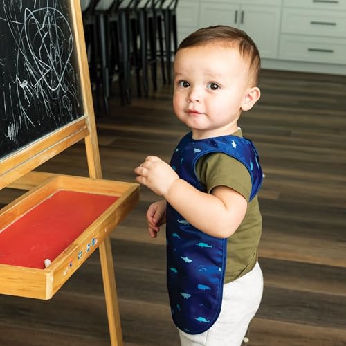 Image of Tiny Twinkle Mess Proof Baby Bib for Boys | Waterproof Toddler Bib for Eating | Baby Apron for Feeding, Machine Washable | Perfect Shower Gift (Ocean Life, 6-24M)