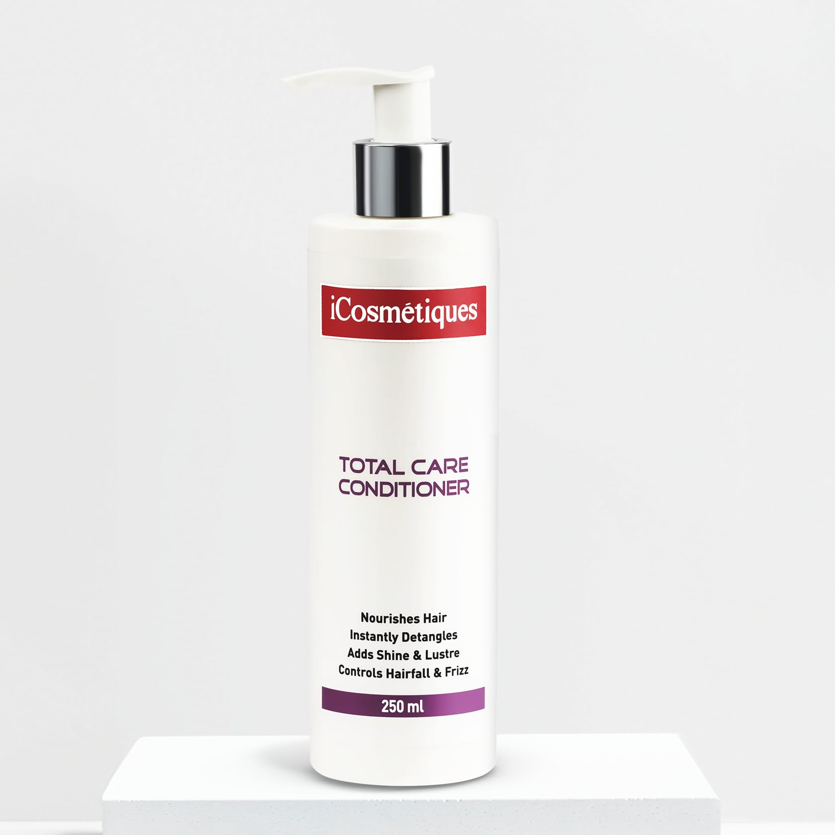 iCosmetiques Silicone Free Conditioner |Reduces Hair Fall & Frizz |Keratin, B5 |Mineral Oil and Paraben Free |Smooth & Nourished Hair |Unisex Total Care Formula |250ml, 1 Count