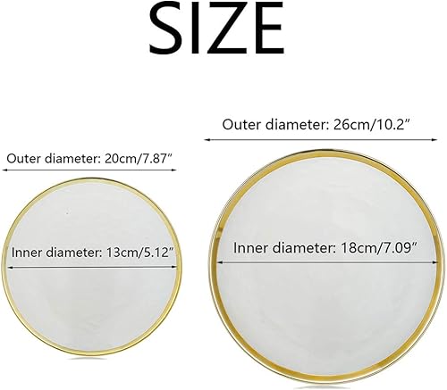 Miniatura 6 de NUPTIO Juego de platos llanos con cargador: cargadores de borde dorado debajo de la placa, 2 bandejas de vidrio transparente, plato redondo