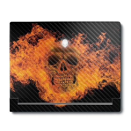 Image of MightySkins Carbon Fiber Skin Compatible with Alienware X16 R1 (2023) Full Wrap Kit - Fire Skull | Protective, Durable Textured Carbon Fiber Finish | Easy to Apply & Change Styles | Made in The USA