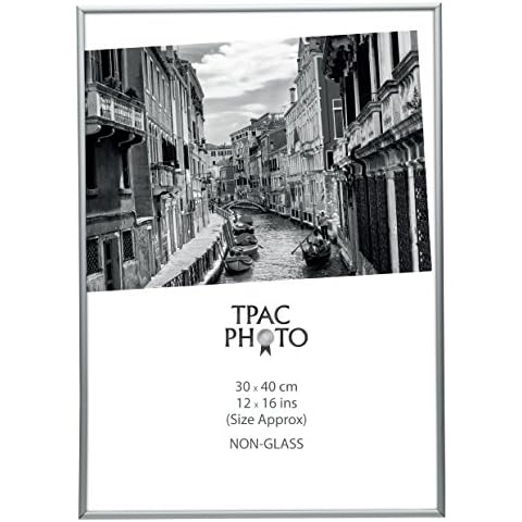 The Photo Album Company ALUMINIUM 12x16 (30x40cm) Satin Silver Picture Poster Photo Frame Plexi (Non-Glass) PAAF1216SVR Cover
