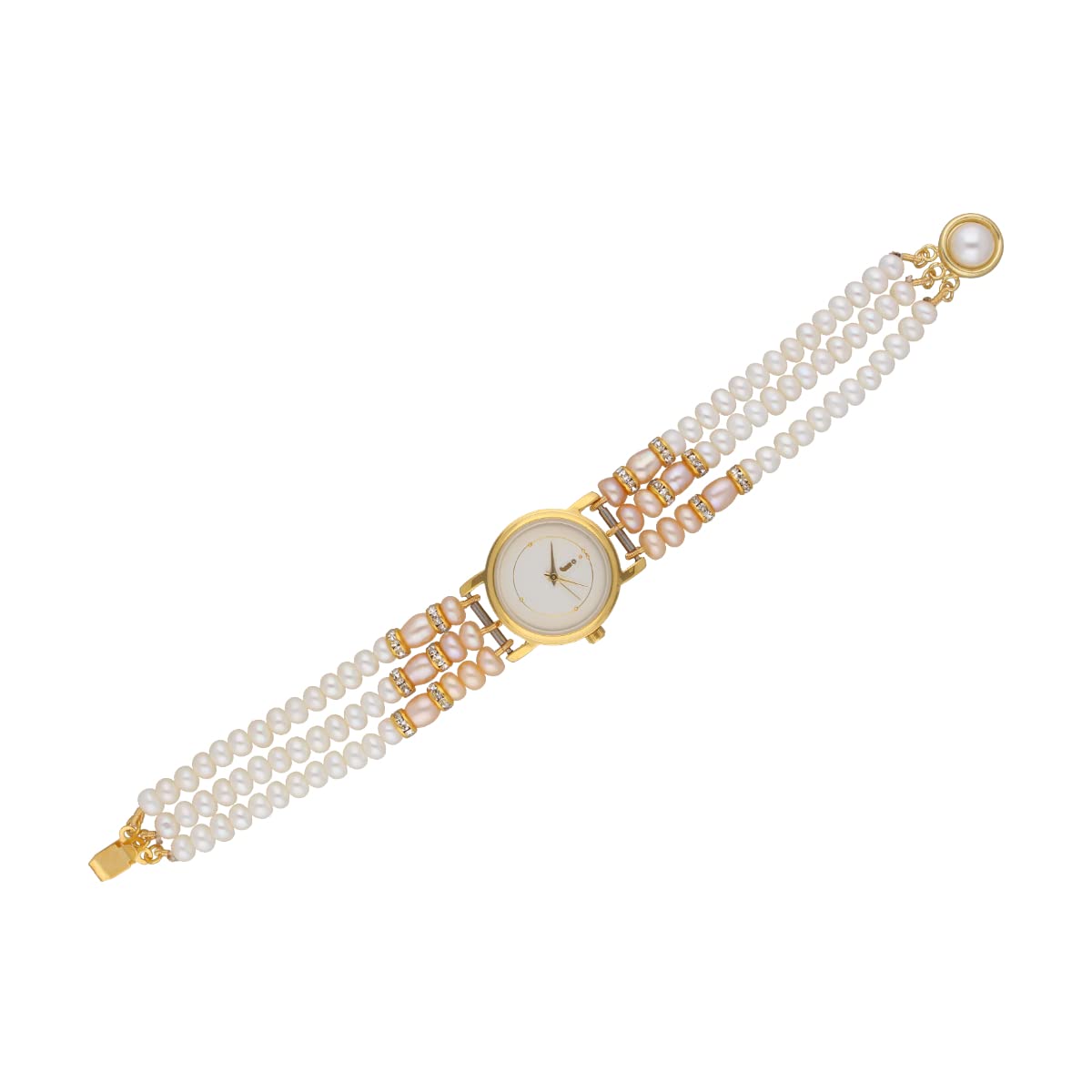 Sri Jagdamba Pearls Niharika 3 Lines Pearl Wrist Watch (B0B3JLGFT6) Amazon Price History, Amazon Price Tracker