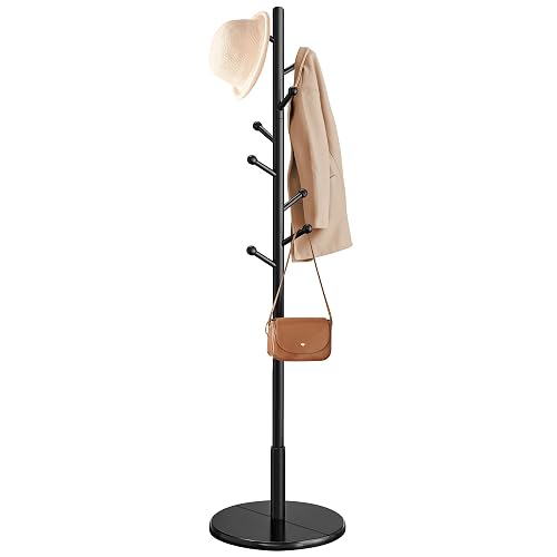 VASAGLE Solid Wood Coat Rack, Free Standing Hall Coat Tree