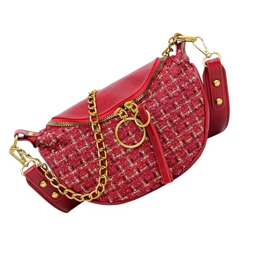 HOOLRZI Bolso de hombro de moda para mujer, bolso cruzado convertible con cierre de cremallera y correas desmontables, bolsas de hombro para mujer, Red