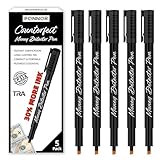 PONNOR Counterfeit Money Detector Pen (5 Pack) Bill Marker Universal False Currency Checker Cash Tester with 30% More Ink with Upgraded Chisel Tip for Personal & Commercial Use